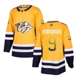 Men's Nashville Predators #9 Filip Forsberg Gold Drift Fashion Adidas Jersey