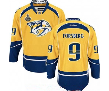Men's Nashville Predators #9 Filip Forsberg Yellow 2017 Stanley Cup Finals Patch Stitched NHL Reebok Hockey Jersey