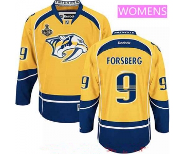 Women's Nashville Predators #9 Filip Forsberg Yellow 2017 Stanley Cup Finals Patch Stitched NHL Reebok Hockey Jersey