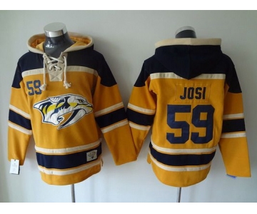 Men's Nashville Predators #59 Roman Josi Old Time Hockey Yellow Hoodie