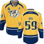 Men's Nashville Predators #59 Roman Josi Yellow 2017 Stanley Cup Finals A Patch Stitched NHL Reebok Hockey Jersey