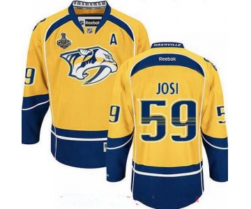 Men's Nashville Predators #59 Roman Josi Yellow 2017 Stanley Cup Finals A Patch Stitched NHL Reebok Hockey Jersey