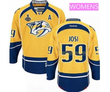 Women's Nashville Predators #59 Roman Josi Yellow 2017 Stanley Cup Finals A Patch Stitched NHL Reebok Hockey Jersey