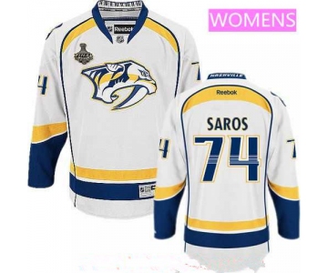 Women's Nashville Predators #74 Juuse Saros White 2017 Stanley Cup Finals Patch Stitched NHL Reebok Hockey Jersey