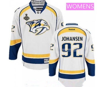 Women's Nashville Predators #92 Ryan Johansen White 2017 Stanley Cup Finals Patch Stitched NHL Reebok Hockey Jersey