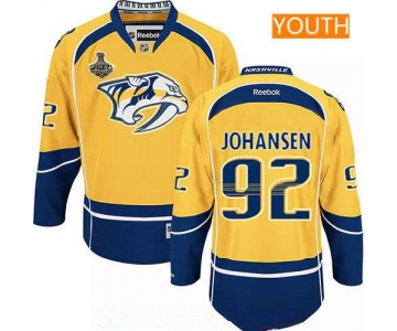 Youth Nashville Predators #92 Ryan Johansen Yellow 2017 Stanley Cup Finals Patch Stitched NHL Reebok Hockey Jersey