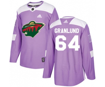 Adidas Wild #64 Mikael Granlund Purple Authentic Fights Cancer Stitched NHL Jersey