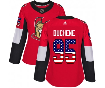 Adidas Senators #95 Matt Duchene Red Home Authentic USA Flag Women's Stitched NHL Jersey