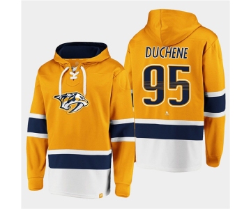Men's Nashville Predators #95 Matt Duchene Gold Ageless Must-Have Lace-Up Pullover Hoodie