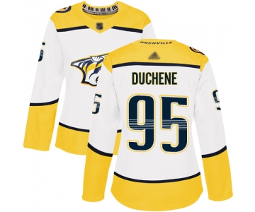 Nashville Predators #95 Matt Duchene White Road Authentic Women's Stitched Hockey Jersey