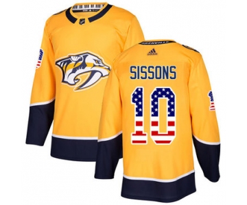 Adidas Predators #10 Colton Sissons Yellow Home Authentic USA Flag Stitched NHL Jersey