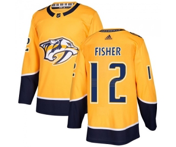 Adidas Predators #12 Mike Fisher Yellow Home Authentic Stitched NHL Jersey