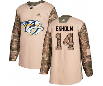 Adidas Predators #14 Mattias Ekholm Camo Authentic 2017 Veterans Day Stitched NHL Jersey