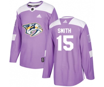 Adidas Predators #15 Craig Smith Purple Authentic Fights Cancer Stitched NHL Jersey