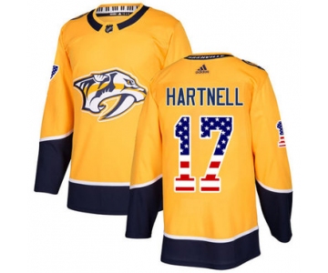 Adidas Predators #17 Scott Hartnell Yellow Home Authentic USA Flag Stitched NHL Jersey