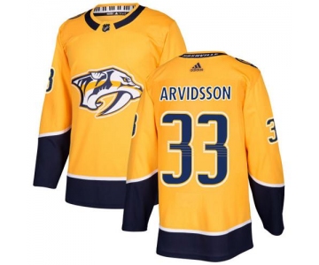 Adidas Predators #33 Viktor Arvidsson Yellow Home Authentic Stitched NHL Jersey