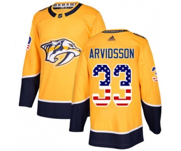 Adidas Predators #33 Viktor Arvidsson Yellow Home Authentic USA Flag Stitched NHL Jersey