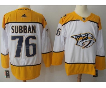 Adidas Predators #76 P.K Subban White Road Authentic Stitched NHL Jersey