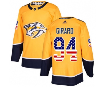 Adidas Predators #94 Samuel Girard Yellow Home Authentic USA Flag Stitched NHL Jersey