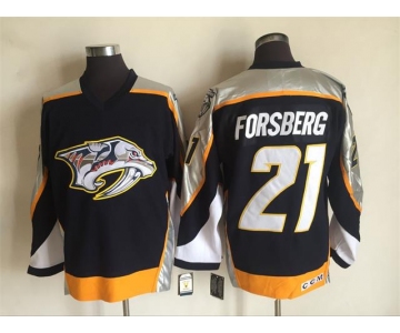 Men's Nashville Predators #21 Filip Forsberg Navy Blue 1998-99 Throwback Stitched NHL CCM Vintage Hockey Jersey
