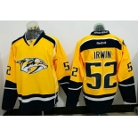 Men's Nashville Predators #52 Matt Irwin Yellow Home Stitched NHL Reebok Hockey Jersey