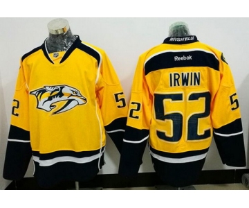 Men's Nashville Predators #52 Matt Irwin Yellow Home Stitched NHL Reebok Hockey Jersey