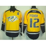 Nashville Predators #12 Mike Fisher Yellow Jersey