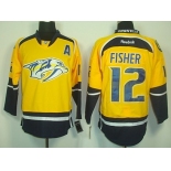 Nashville Predators #12 Mike Fisher Yellow Jersey