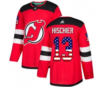 Adidas New Jersey Devils #13 Nico Hischier Red Home Authentic USA Flag Stitched Youth NHL Jersey