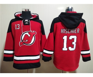 Men's New Jersey Devils #13 Nico Hischier Red Ageless Must-Have Lace-Up Pullover Hoodie