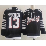 Men's New Jersey Devils #13 Nico Hischier adidas Black 2021-22 Alternate Primegreen Authentic Pro Player Third Jersey