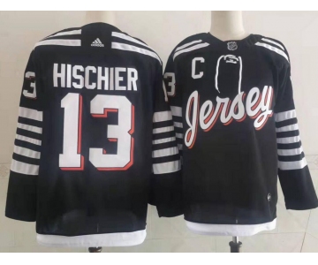 Men's New Jersey Devils #13 Nico Hischier adidas Black 2021-22 Alternate Primegreen Authentic Pro Player Third Jersey