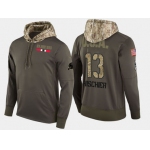 Nike New Jersey Devils 13 Nico Hischier Olive Salute To Service Pullover Hoodie