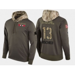 Nike New Jersey Devils 13 Nico Hischier Olive Salute To Service Pullover Hoodie
