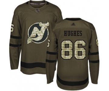Devils #86 Jack Hughes Green Salute to Service Stitched Hockey Jersey