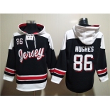 Men's New Jersey Devils #86 Jack Hughes Black White Ageless Must-Have Lace-Up Pullover Hoodie