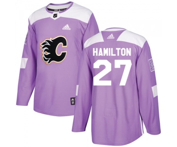Adidas Flames #27 Dougie Hamilton Purple Authentic Fights Cancer Stitched NHL Jersey