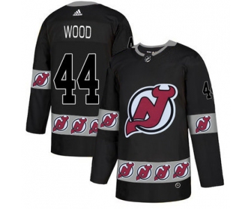 Men's New Jersey Devils #44 Miles Wood Black Team Logos Fashion Adidas Jersey