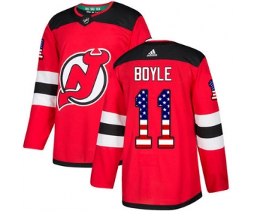 Adidas Devils #11 Brian Boyle Red Home Authentic USA Flag Stitched NHL Jersey