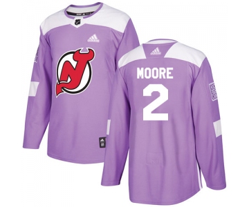 Adidas Devils #2 John Moore Purple Authentic Fights Cancer Stitched NHL Jersey