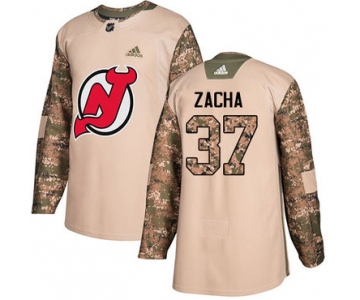 Adidas Devils #37 Pavel Zacha Camo Authentic 2017 Veterans Day Stitched NHL Jersey
