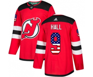 Adidas Devils #9 Taylor Hall Red Home Authentic USA Flag Stitched NHL Jersey