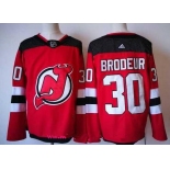 Men's New Jersey Devils #30 Martin Brodeur Red with Black 2017-2018 adidas Hockey Stitched NHL Jersey