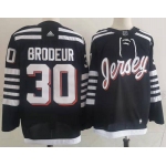 Men's New Jersey Devils #30 Martin Brodeur adidas Black 2021-22 Alternate Primegreen Authentic Pro Player Third Jersey