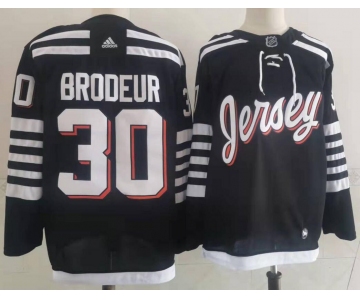 Men's New Jersey Devils #30 Martin Brodeur adidas Black 2021-22 Alternate Primegreen Authentic Pro Player Third Jersey