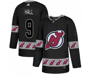 Men's New Jersey Devils #9 Taylor Hall Black Team Logos Fashion Adidas Jersey