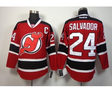 New Jersey Devils #24 Bryce Salvador Red With Black Jersey