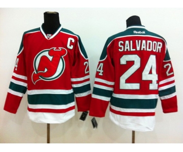 New Jersey Devils #24 Bryce Salvador Red With Green Jersey