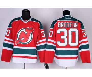 New Jersey Devils #30 Martin Brodeur Red With Green Jersey