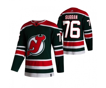 New Jersey Devils #76 P.K. Subban Green Men's Adidas 2020-21 Reverse Retro Alternate NHL Jersey